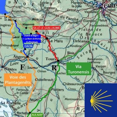 Carte liaisons chemins Compostelle 2023